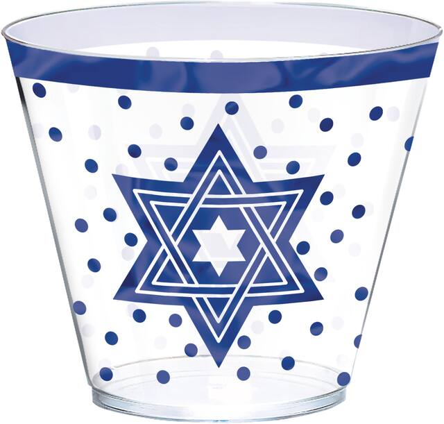 Verre en plastique Pessah, bleu et transparent, paq. 30 Front_Elevated