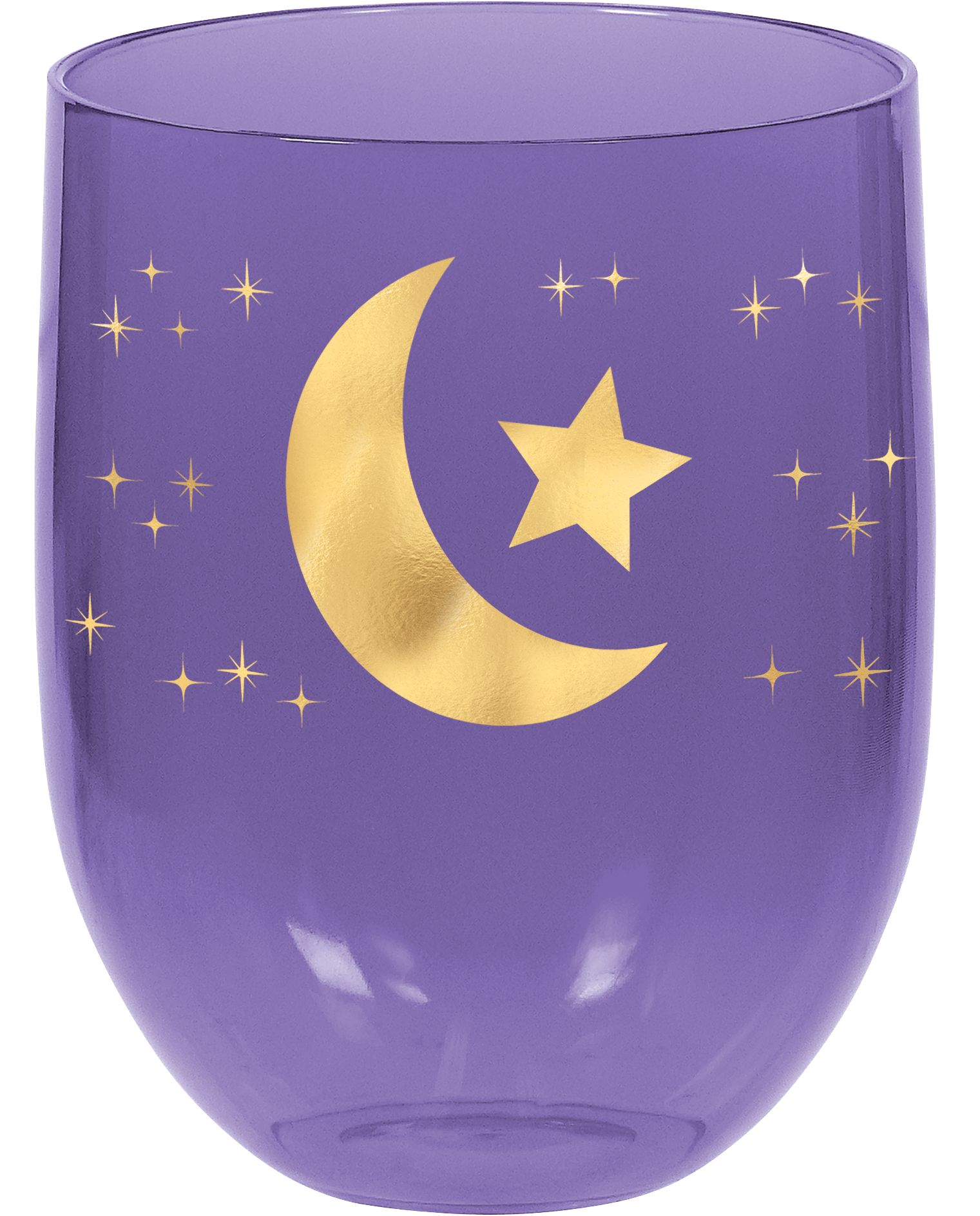 Gobelets sans pied en plastique Eid et Ramadan, bleu marine/violet, paq. 4 Front_Elevated
