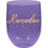 Plastic Reusable Tumbler Cups, Blue/Purple, Stars & Moon, 15-oz, 4-pk, for Ramadan Party/Eid Mubarak Front_Elevated