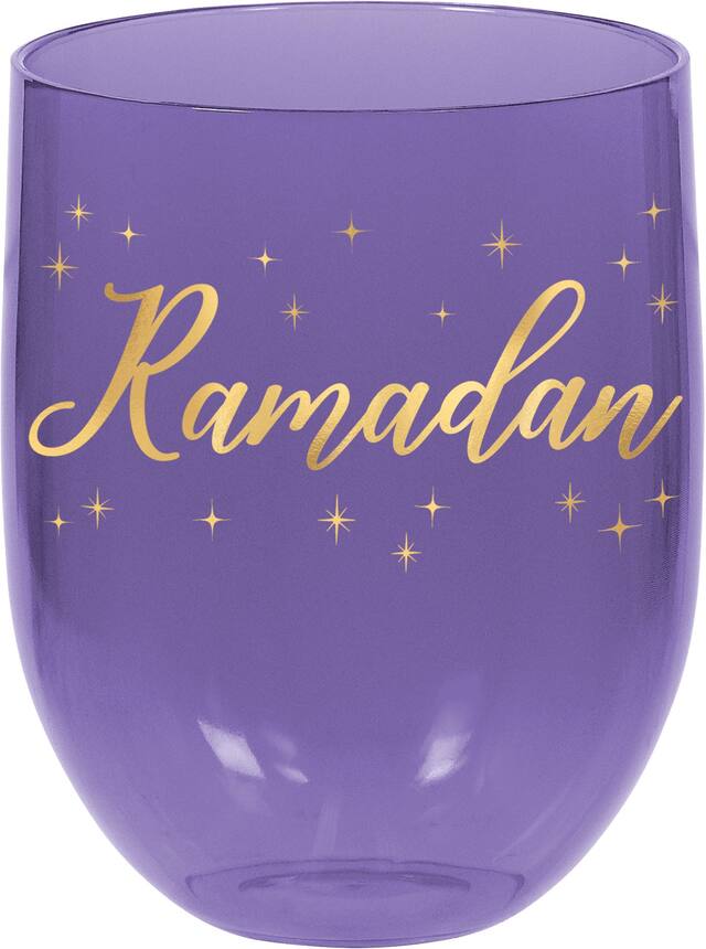 Gobelets sans pied en plastique Eid et Ramadan, bleu marine/violet, paq. 4 Front_Elevated
