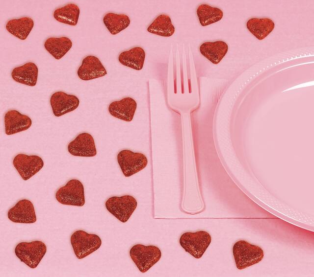 Glitter Hearts Valentine's Day Table Scatter, 24-pk Overhead_Plunge