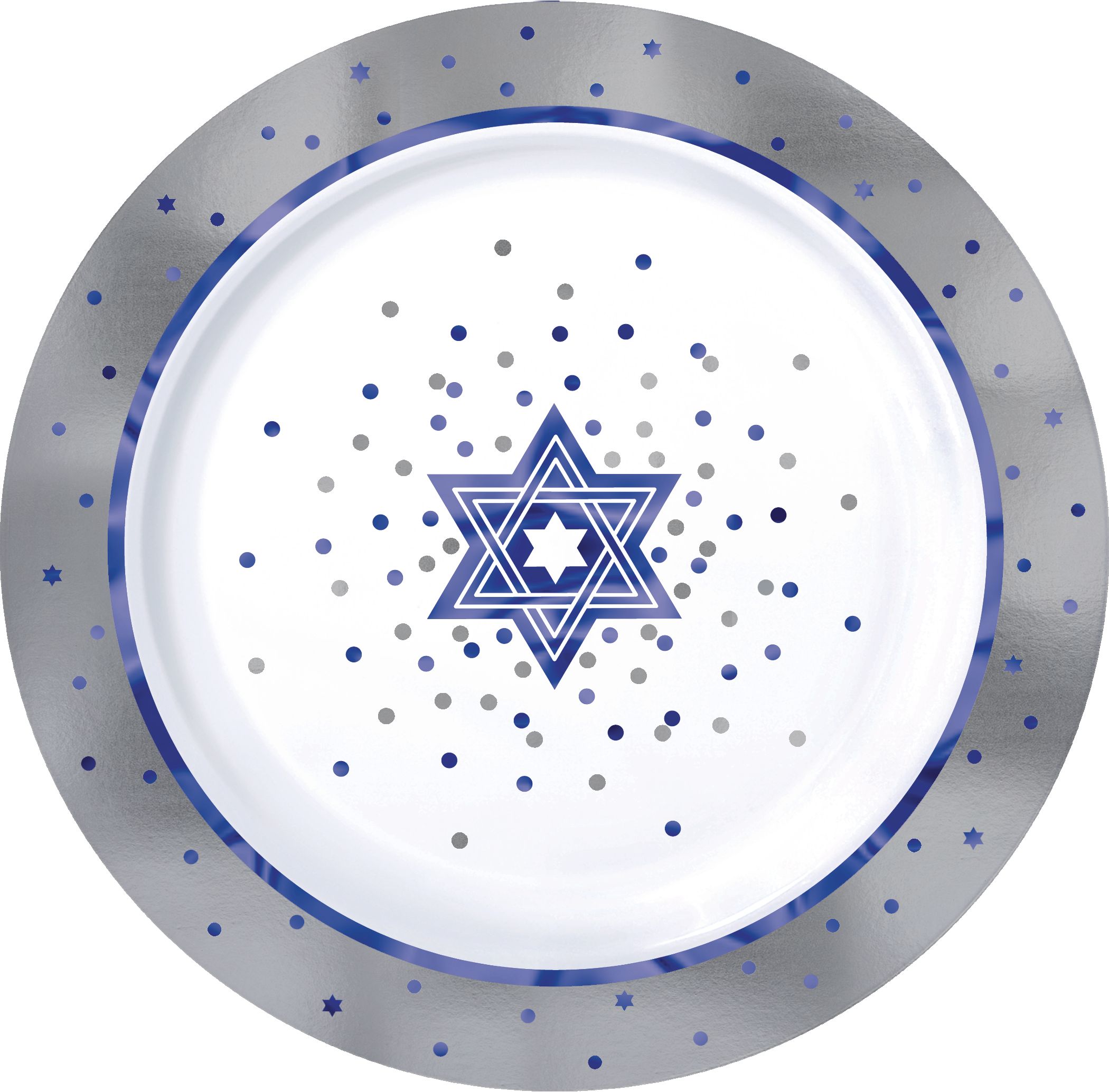 Happy Passover Premium Plastic Dessert Plates, Blue/White, 20-pc Overhead_Flat
