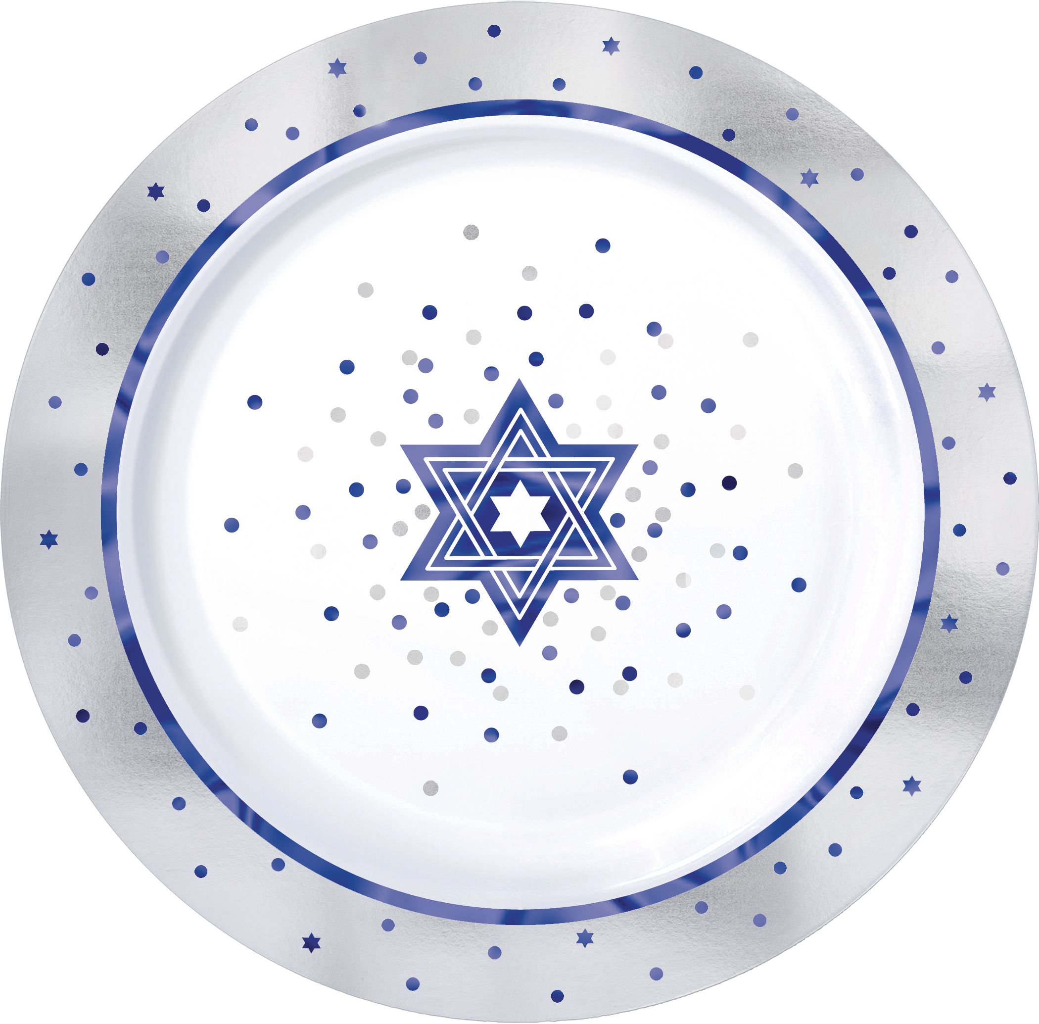 Happy Passover Premium Plastic Dessert Plates, Blue/White, 20-pc Overhead_Flat