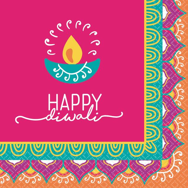 Serviettes à boissons Diwali, paq. 16 Overhead_Flat