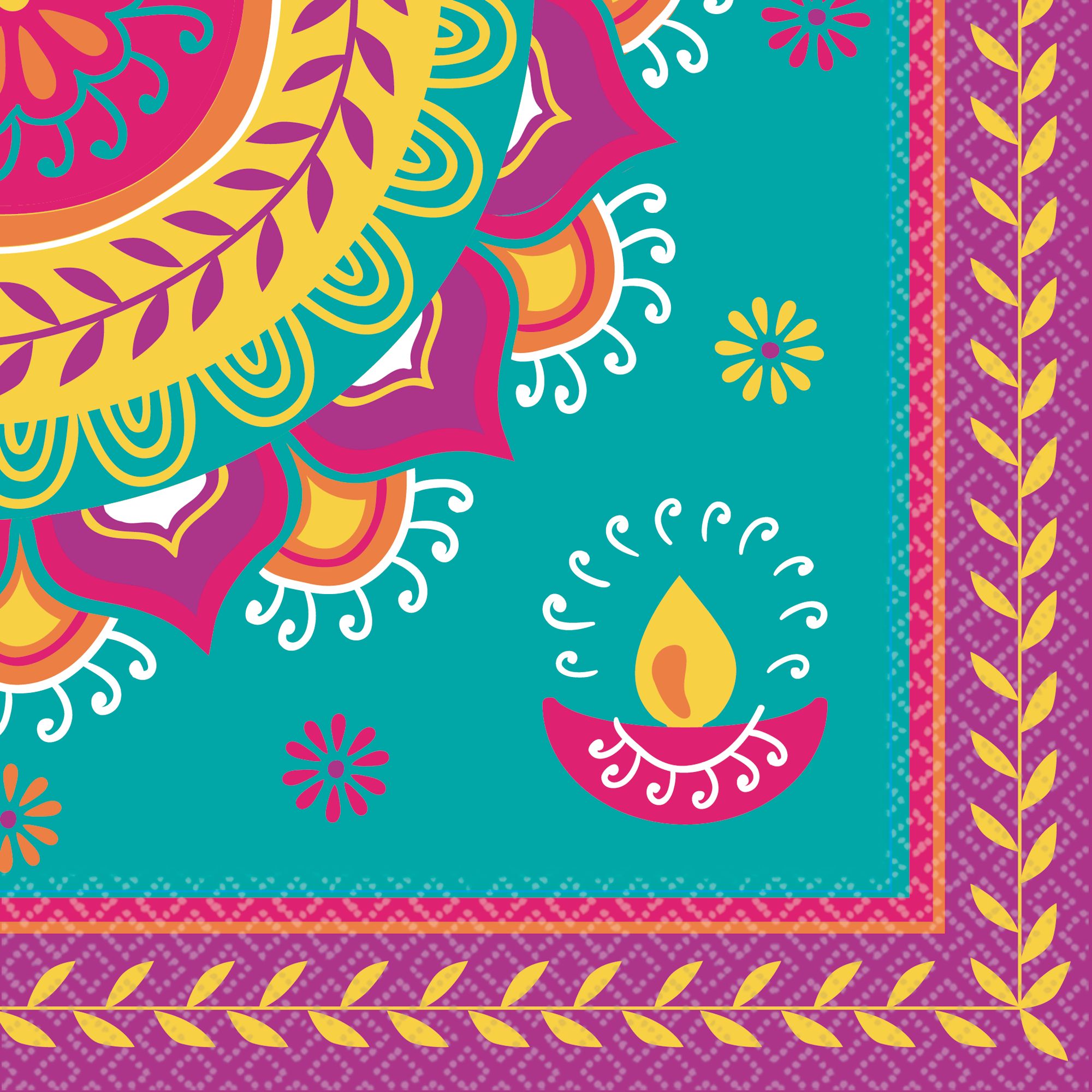 Diwali Lunch Napkins, 16-pk Overhead_Flat