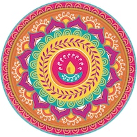 Assiettes à dîner diwali, paq. 8 Overhead_Flat