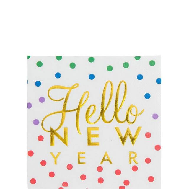 Serviettes à boissons Hello New Year, paq. 16 Front_Flat