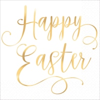 Metallic Gold Easter Beverage Napkins, 16-pk Front_Flat