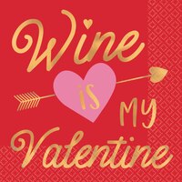 Wine is My Valentine Beverage Napkins, 16-pk Overhead_Flat