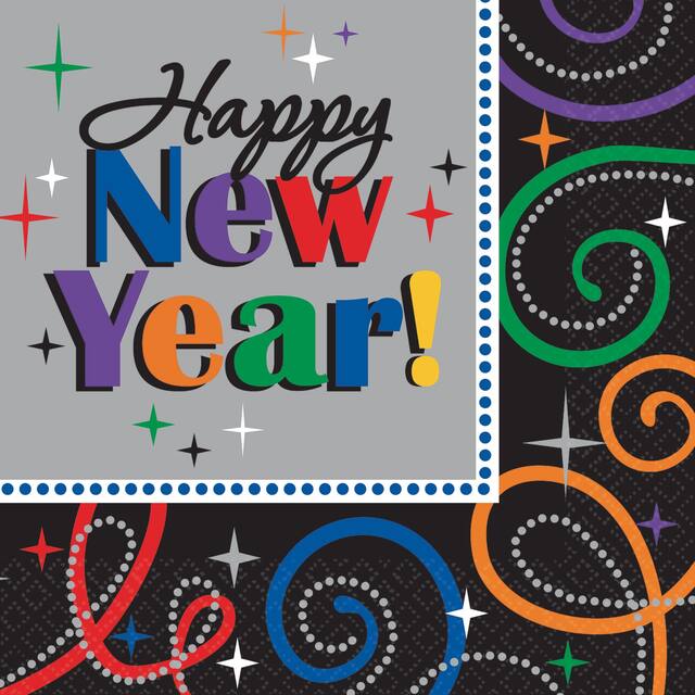 Serviettes pour boissons Cheers pour le Nouvel An, paq. 16 Front_Flat