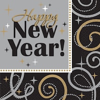 Sparkling New Year's Beverage Napkins, 16-pk Front_Flat