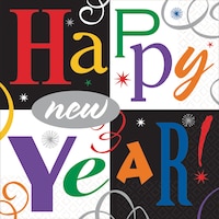 Serviettes de table festives Nouvel An aux tons de joyaux, paq. 16 Front_Flat