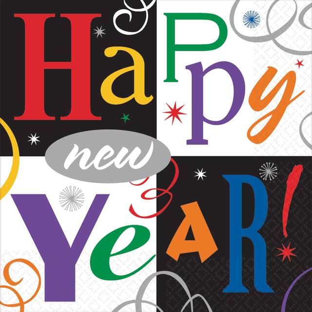 Serviettes de table festives Nouvel An aux tons de joyaux, paq. 16 Front_Flat