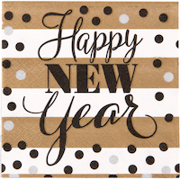 Golden Pattern New Year's Beverage Napkins, 16-pk Front_Flat