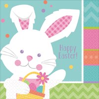 Serviettes à boisson lapin de Pâques Hippity Hop, paq. 16 Front_Flat