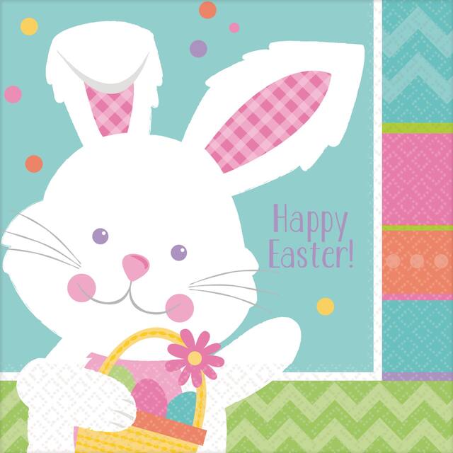 Serviettes à boisson lapin de Pâques Hippity Hop, paq. 16 Front_Flat