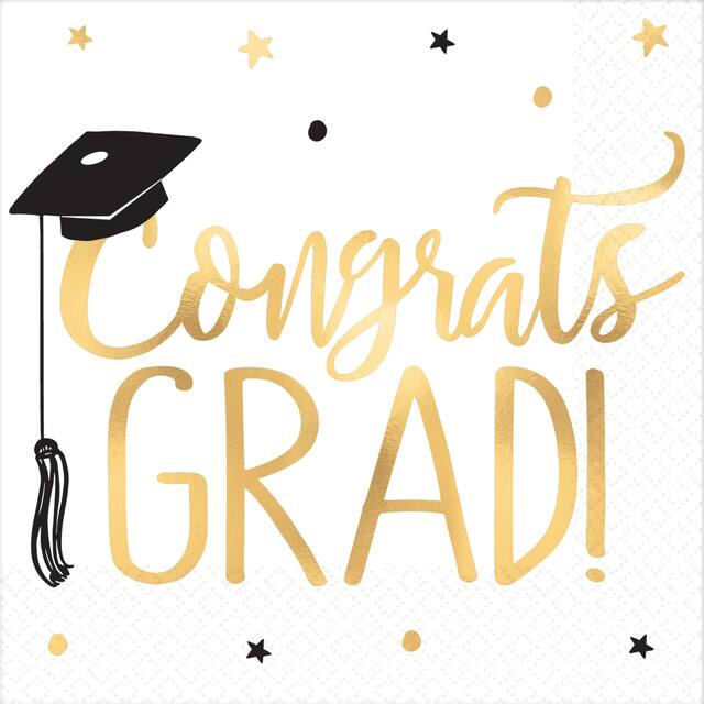 Metallic The Adventure Begins Beverage Napkins, 16-pk Front_Flat