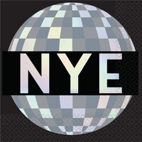 Serviettes de table boule disco de la veille du Nouvel An, paq. 16 Overhead_Flat