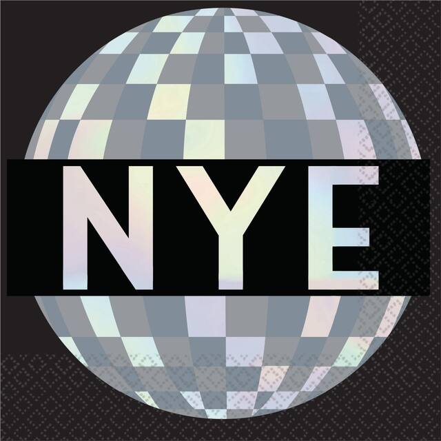 Serviettes de table boule disco de la veille du Nouvel An, paq. 16 Overhead_Flat