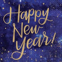 Serviettes à boisson métalliques Happy New Year, paq. 16 Overhead_Flat