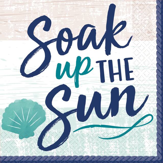 Serviettes de table Mer, sable, soleil, paq. 16 Overhead_Flat