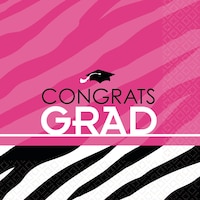 Zebra Party Graduation Beverage Napkins, 16-pk Front_Flat