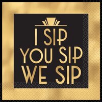 Art Deco We Sip Beverage Napkins, 16-pk Front_Flat