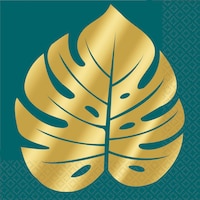 Serviettes à boissons feuille palmier Key West or métallique, paq. 16 Front_Flat