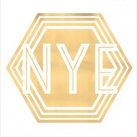 Serviettes à boissons NYE Hexagon, or métallique, paq. 16 Overhead_Flat