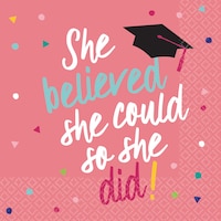 She Believed Graduation Beverage Napkins, 36-pk Overhead_Flat