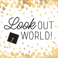 Serviettes à boissons Attention le monde, métallique, paq. 16 Front_Flat