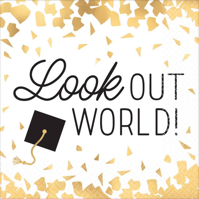 Metallic Look Out World Beverage Napkins, 16-pk Front_Flat