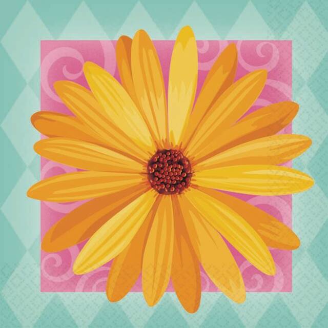 Serviettes à boissons En fleurs, paq. 16 Front_Flat