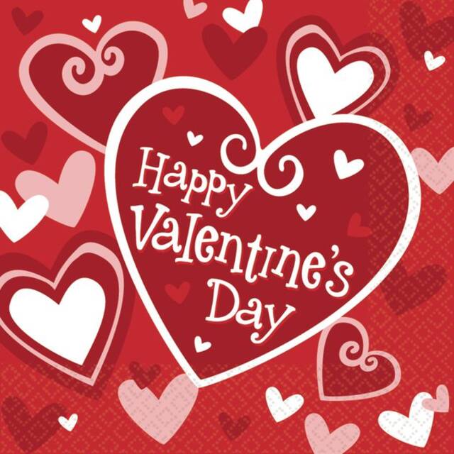 Be Mine Valentine's Day Beverage Napkins, 16-pk Front_Flat