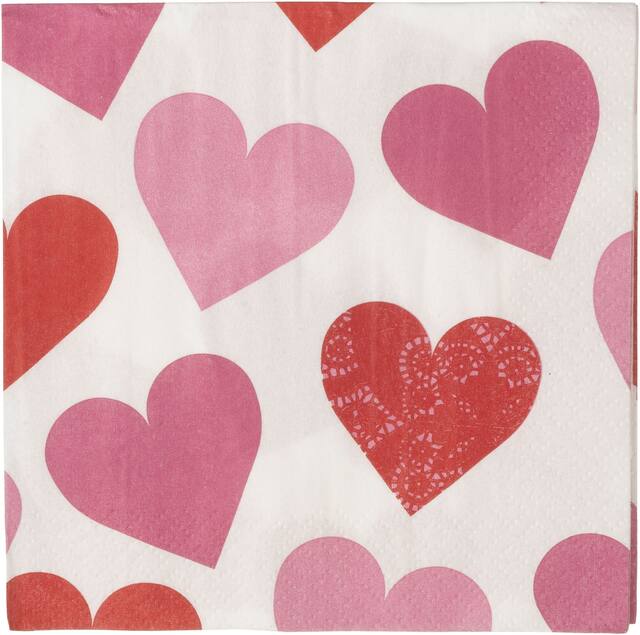 Serviettes à boissons de la Saint-Valentin, La clé de votre coeur, paq. 16 Front_Flat