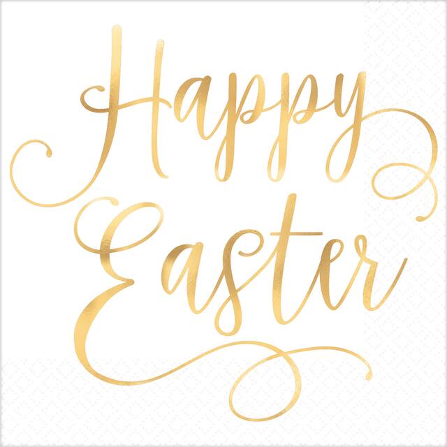 Metallic Gold Easter Lunch Napkins, 16-pk Front_Flat