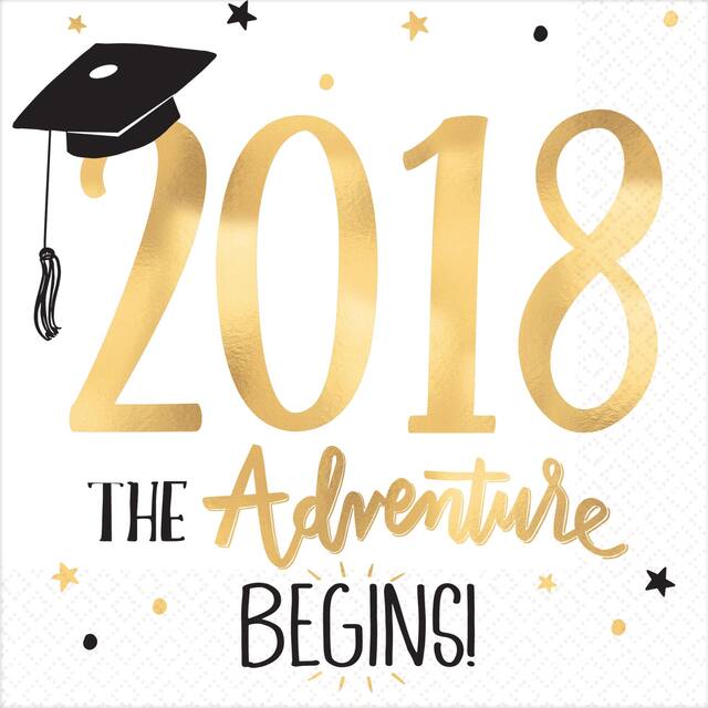 Serviettes de table The Adventure Begins, or métallique, paq. 16 Front_Flat