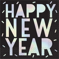 Iridescent Happy New Year Lunch Napkins, 16-pk Overhead_Flat