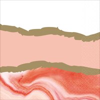 Serviettes de table à rayures corail vif, motif marbré, paq. 16 Overhead_Flat