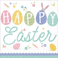 Jolies serviettes de table de Pâques, pastel, paq. 16 Overhead_Flat