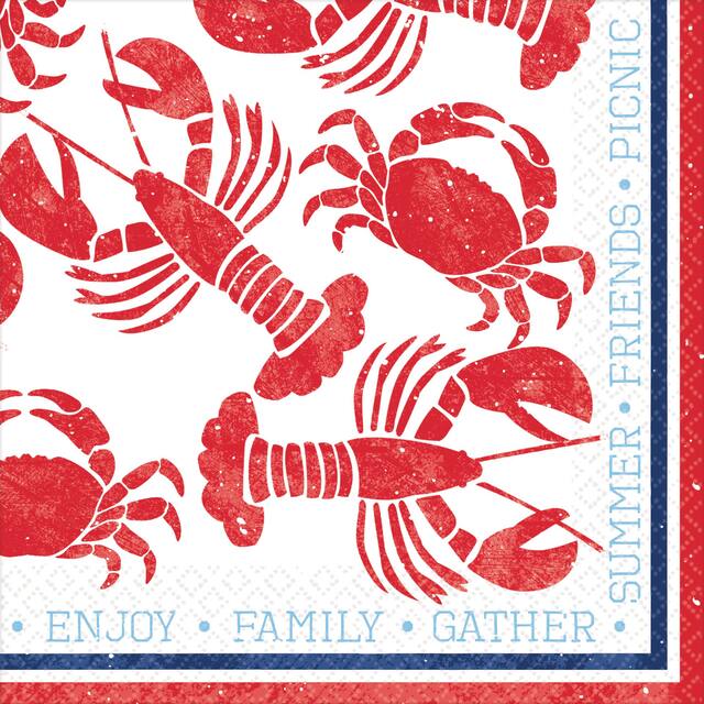 Serviettes de table, fruits de mer et été, paq. 16 Overhead_Flat