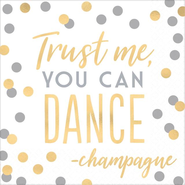 Serviettes de table « You Can Dance », or et argent métallique, paq. 16 Overhead_Flat