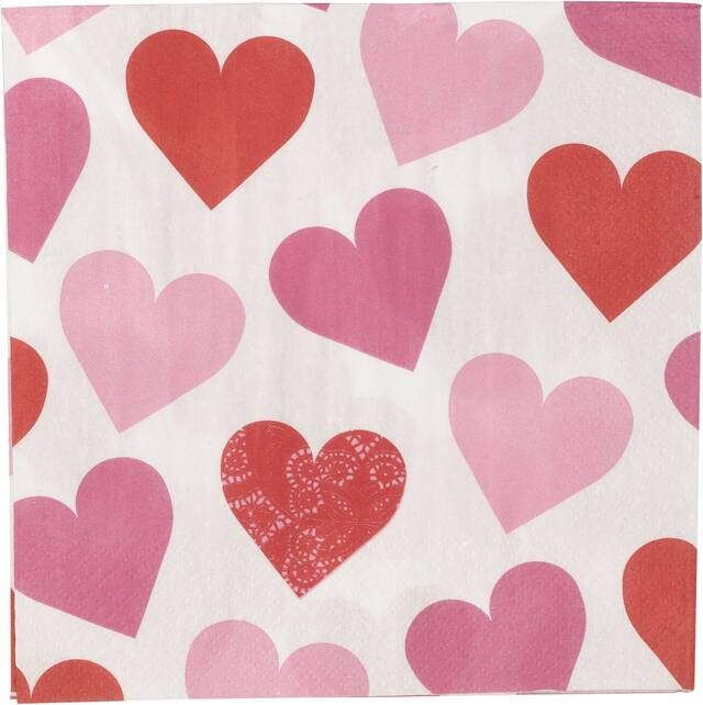 Key to Your Heart Valentine's Day Lunch Napkins, 16-pk Overhead_Flat