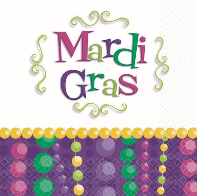 Serviettes à boissons pour célébration du Mardi gras Front_Flat