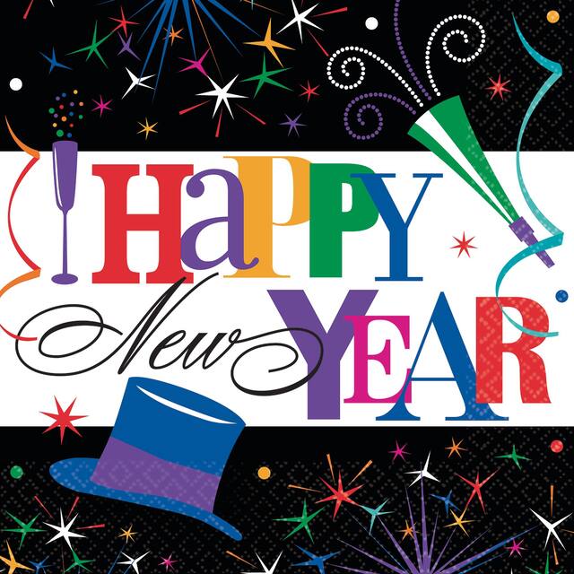 Ring in the Year New Year's Beverage Napkins, 125-pk Overhead_Flat