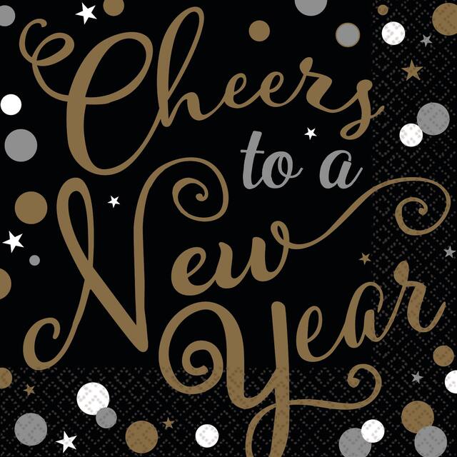 Bubbly Celebration Cheers to a New Year Beverage Napkins, 36-pk Front_Flat