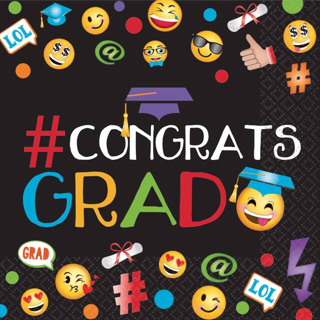 Serviettes de table pour boisson pour remise de diplôme, Smiley, paq. 125 Front_Flat