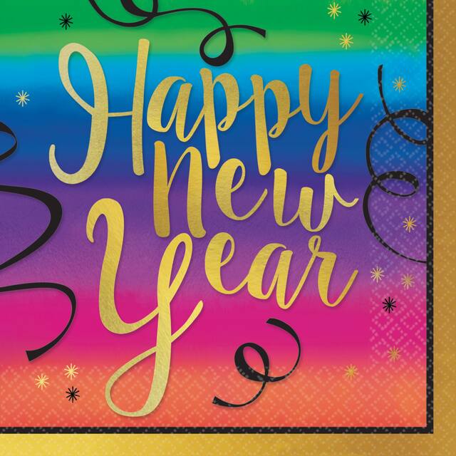 Serviettes à boisson colorées du jour de l'An, paq. 36 Overhead_Flat