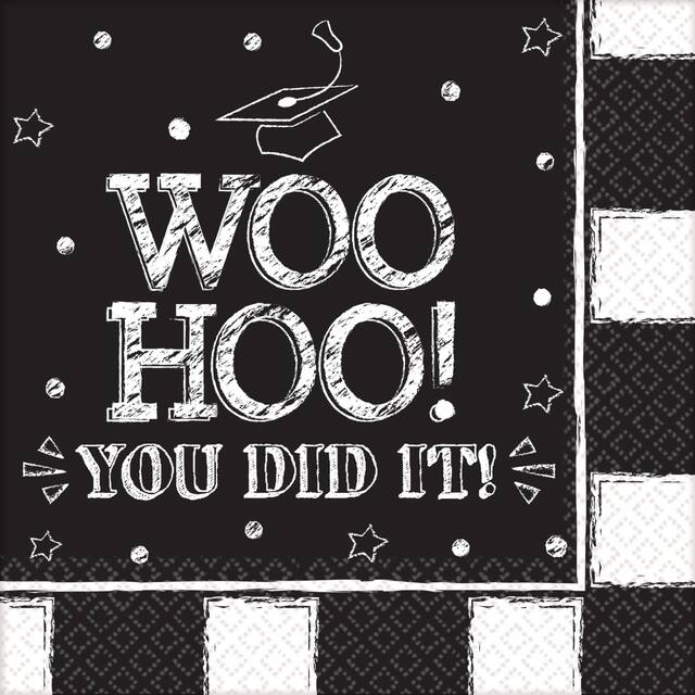 Chalk Hooray Graduation Beverage Napkins, 36-pk Overhead_Flat
