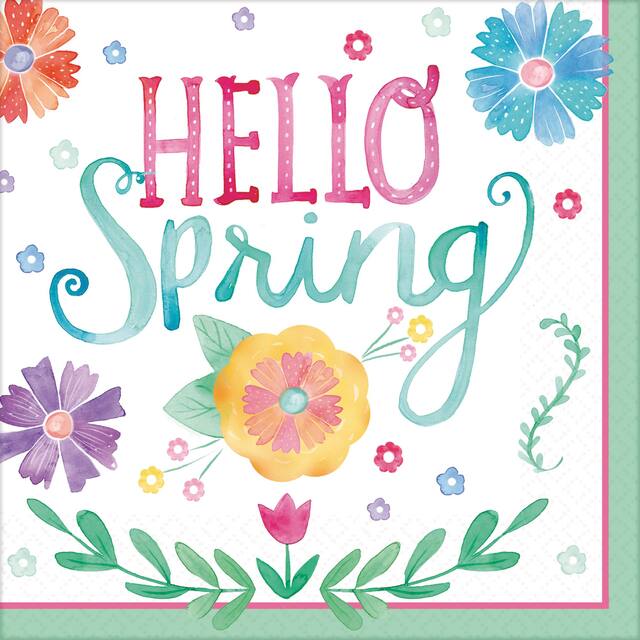 Watercolour Spring Beverage Napkins, 36-pk Front_Flat